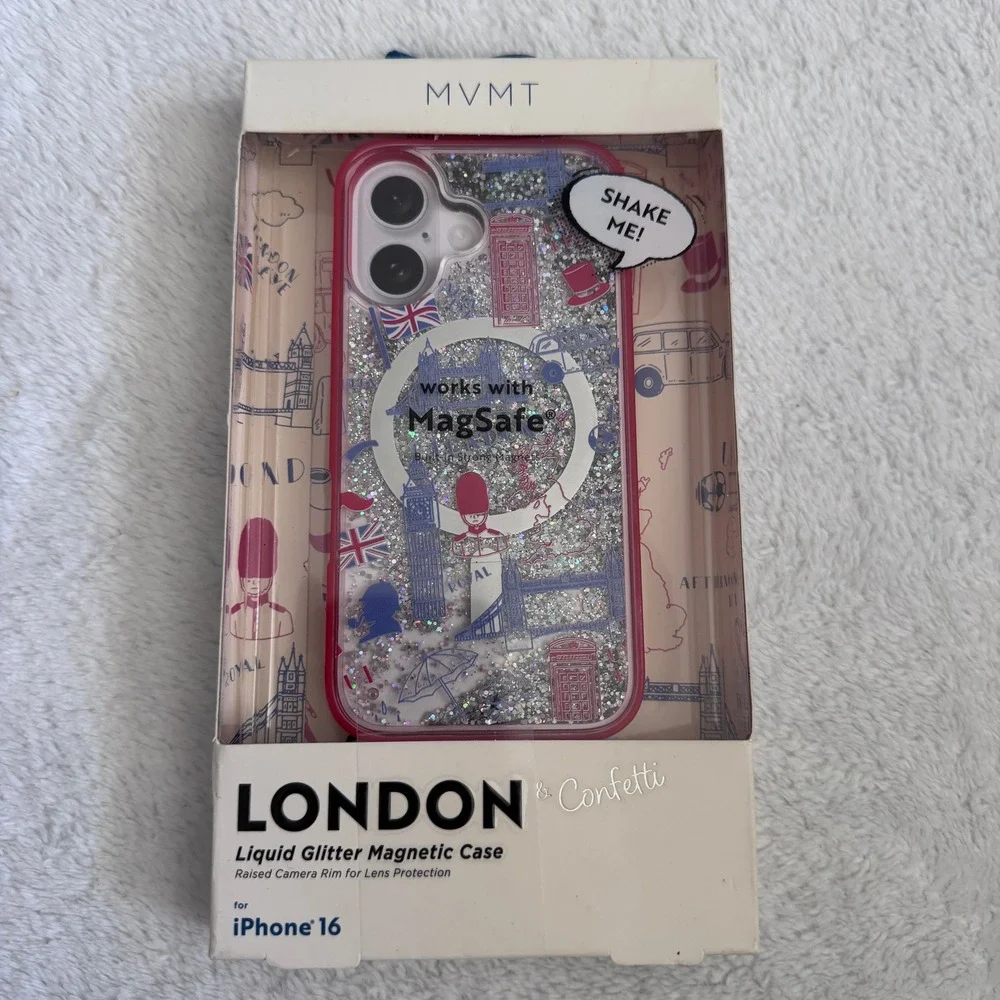 MVMT London Liquid Glitter MagSafe Case for iPhone 16 Pink Confetti